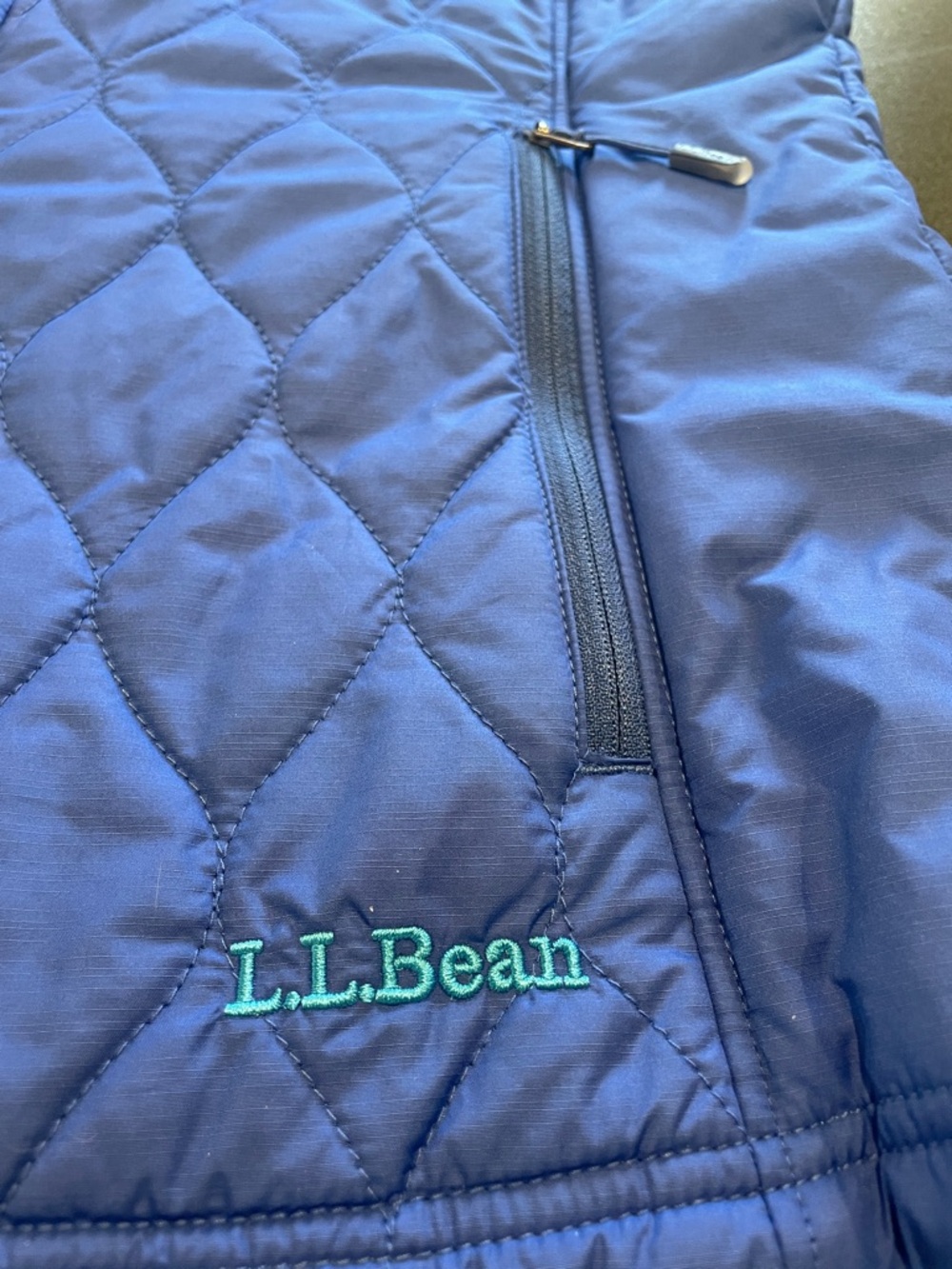 L.L. Bean Quilted Royal Blue Sleeveless Zip Vest - Picture 2 of 6